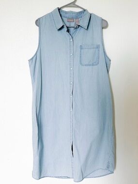 Chico’s Chambray Button-Down Shirt Dress size 12